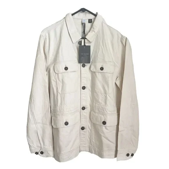 Ted Baker London Mens Summer Utility Jacket Cotton Cream Size 3 - Picture 1 of 11